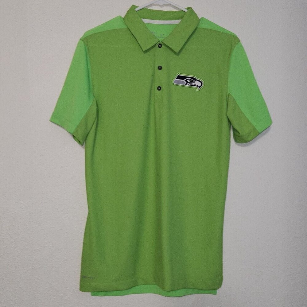 Nike Dri-Fit Seattle Seahawks Polo Shirt Men's Small NFL Equipment Green Neon